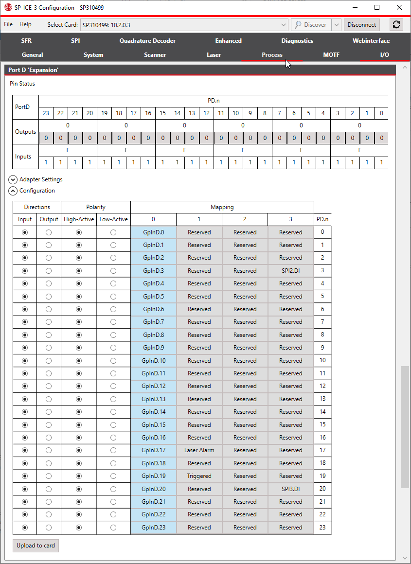 SP-ICE-3 Configuration-IO-PortD